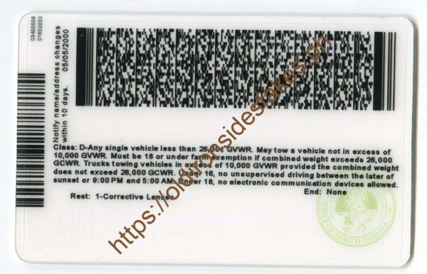 North Dakota Driver License(ND U21) - Image 2