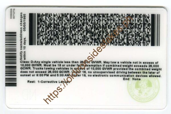 North Dakota Driver License(ND O21) - Image 2