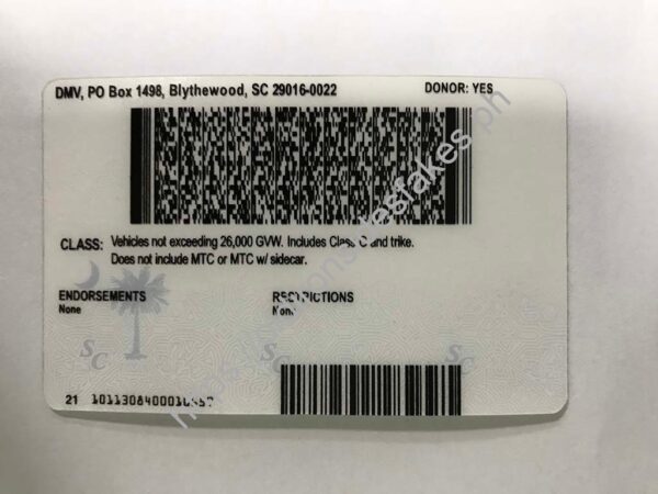 South Carolina Driver License(New SC O21) - Image 2